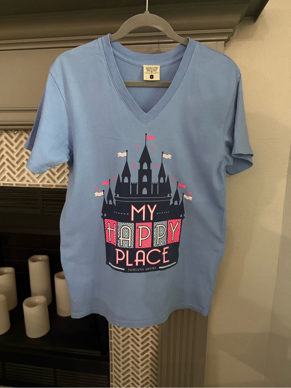 Jadelynn Brooke Light Blue 'My Happy Place' Castle V-Neck Tee